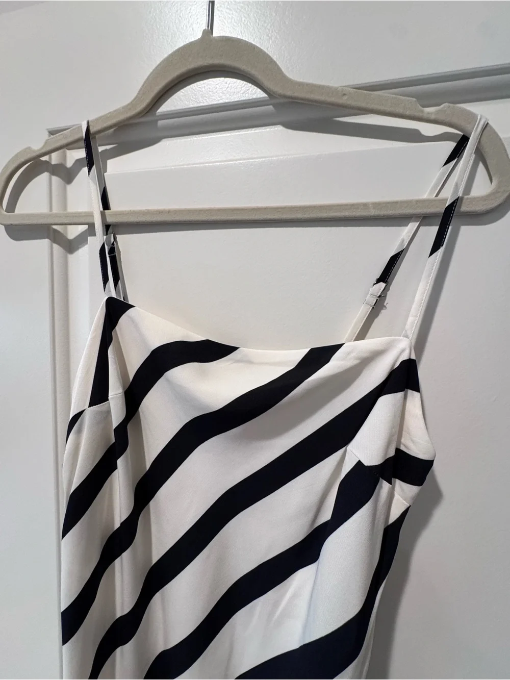 Abercrombie Black & White Diagonal Stripe Maxi Slip Dress